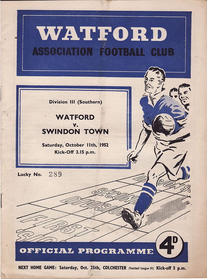 <b>Saturday, October 11, 1952</b><br />vs. Watford (Away)